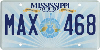 MS license plate MAX468