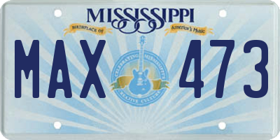 MS license plate MAX473