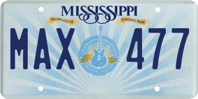 MS license plate MAX477