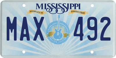 MS license plate MAX492