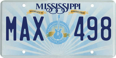 MS license plate MAX498