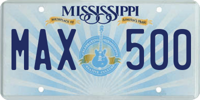 MS license plate MAX500