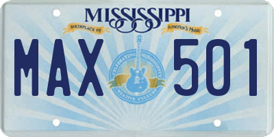 MS license plate MAX501