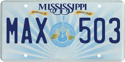 MS license plate MAX503
