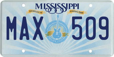 MS license plate MAX509
