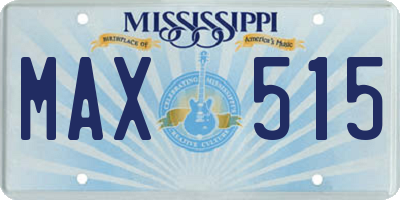 MS license plate MAX515