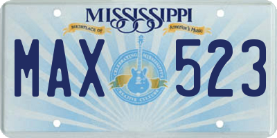 MS license plate MAX523