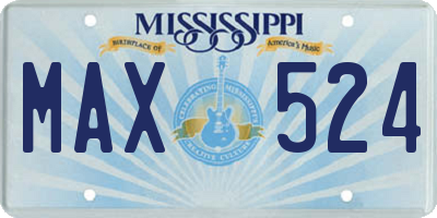 MS license plate MAX524