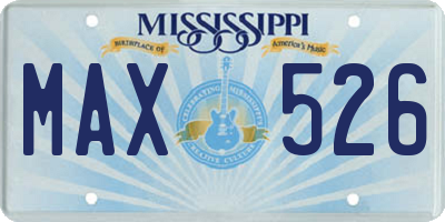 MS license plate MAX526