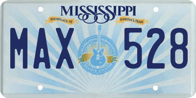 MS license plate MAX528