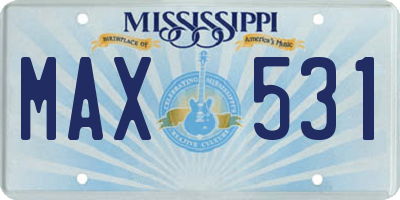 MS license plate MAX531