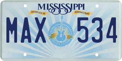 MS license plate MAX534