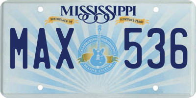 MS license plate MAX536