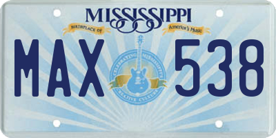 MS license plate MAX538