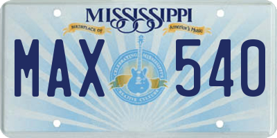 MS license plate MAX540