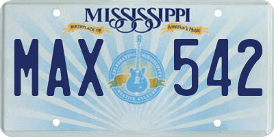 MS license plate MAX542