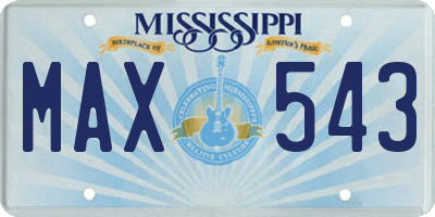 MS license plate MAX543