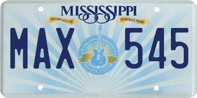 MS license plate MAX545