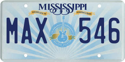 MS license plate MAX546