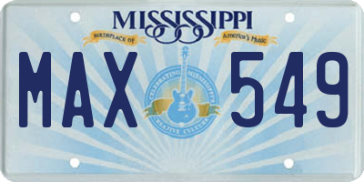 MS license plate MAX549