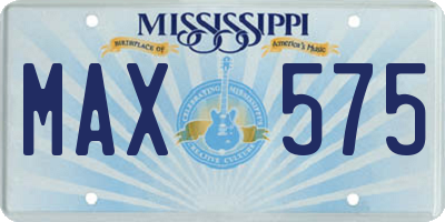 MS license plate MAX575