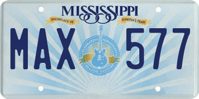 MS license plate MAX577