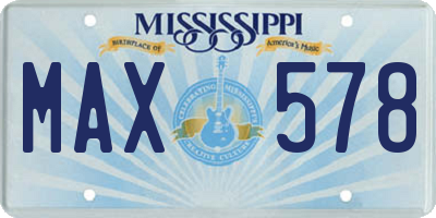 MS license plate MAX578