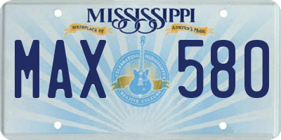 MS license plate MAX580