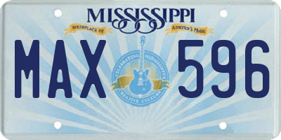 MS license plate MAX596