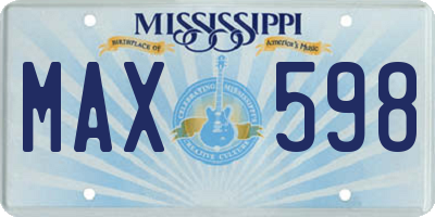 MS license plate MAX598