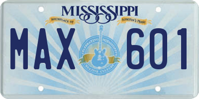 MS license plate MAX601