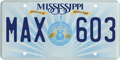 MS license plate MAX603
