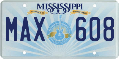 MS license plate MAX608