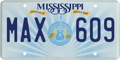 MS license plate MAX609