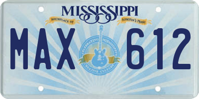 MS license plate MAX612