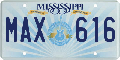 MS license plate MAX616