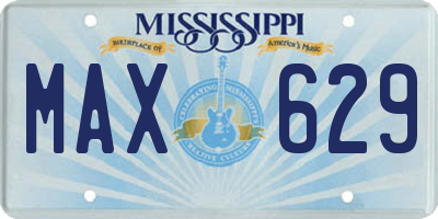 MS license plate MAX629
