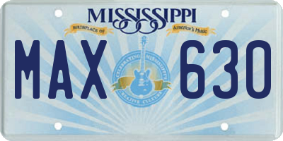 MS license plate MAX630