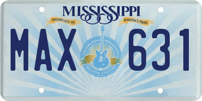 MS license plate MAX631