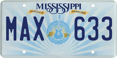 MS license plate MAX633