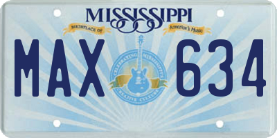 MS license plate MAX634