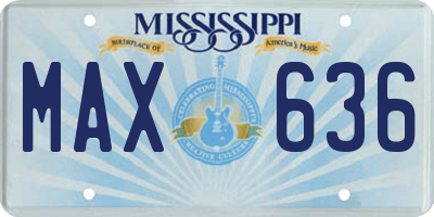 MS license plate MAX636