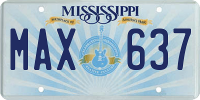 MS license plate MAX637