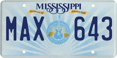MS license plate MAX643