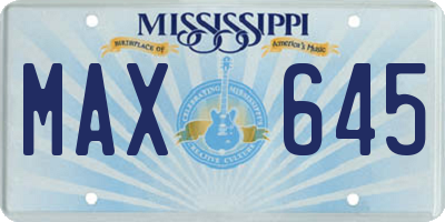 MS license plate MAX645