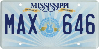 MS license plate MAX646