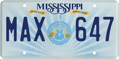 MS license plate MAX647