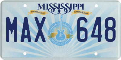 MS license plate MAX648