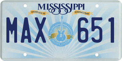 MS license plate MAX651