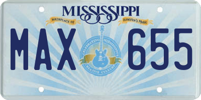 MS license plate MAX655